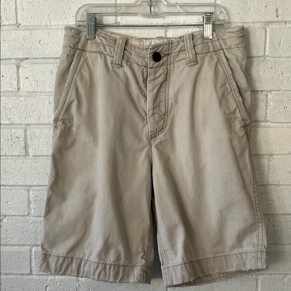 Abercrombie Kids Khaki Chino Shorts Boys Sz. 14 Distressed Adjustable Waist